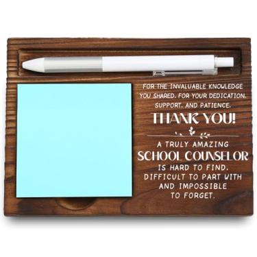 Imagem de VYNWPDFLI Porta-notas adesivas de madeira para conselheiros escolares, presente de agradecimento com citação sincera, decoração de escritório para professores, 16,5 x 12 x 1,5 cm, LQQ3