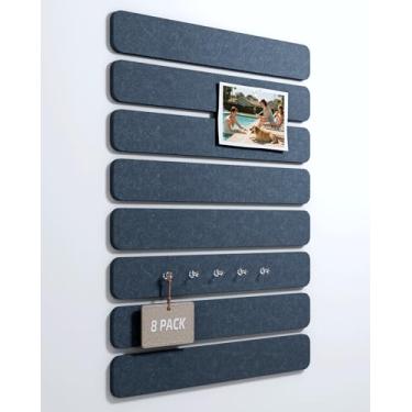 Imagem de Fluxynara Placa de cortiça para placa de feltro alternativa pacote com 8 33 x 5 cm, placa de pinos de escritório com 50 pinos, instalação adesiva para porta de quarto e escritório em casa (azul jeans)