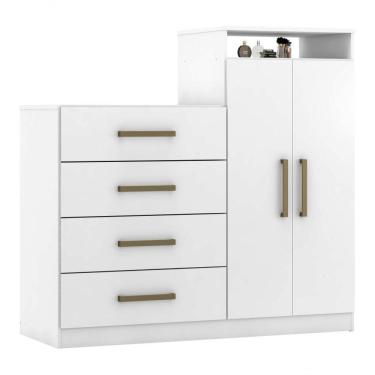 Imagem de Cômoda 2 Portas 4 Gavetas Aurea Branco Demobile Branco
