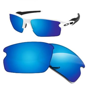 Imagem de Biyxpiv Lentes de substituição de 1,5 mm compatíveis com óculos de sol Oakley Flak 2.0 XXL OO9488 63 mm, antirriscos, Azul gelo espelhado