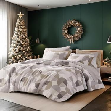 Imagem de Regency Heights Conjunto de edredom queen estampado em três tons, cama em uma bolsa, conjunto de cama com 9 peças, edredom e lençol de microfibra ultramacia, quente e aconchegante para todas as