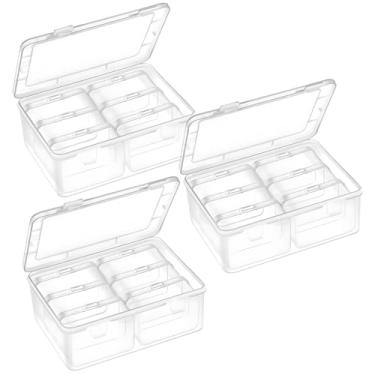 Imagem de LUMINFLY Pacote com 3 caixas organizadoras de contas de plástico, estojo de armazenamento transparente com 6 divisórias, perfeito para contas, joias, unhas e artesanato DIY, portátil e fácil de usar