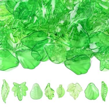 Imagem de MakemadeDIY 360 peças de pingentes de acrílico de folha para colares, pulseiras, 8 estilos, mistura de folhas coloridas, pingentes transparentes para fazer joias, brincos, chaveiros, artesanato