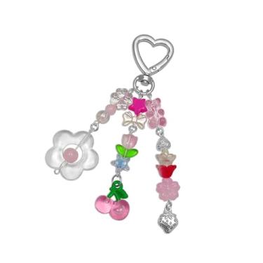 Imagem de Tangseajiao 1 pç chaveiro bolsa acessórios linda flor cereja morango decoração para chaves bolsas presente