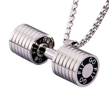 Imagem de Colar com halteres para homens e mulheres, pingente de aço inoxidável, para levantamento de peso, fitness, academia, halteres, joias para pai, irmão, ele, entusiastas de fitness, treinadores, atletas