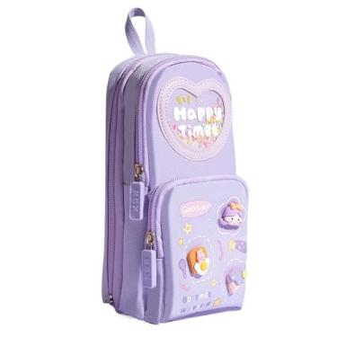 Imagem de Estojo de lápis para meninas, estojo de lápis bonito, mini bolsa escolar para mulheres estojos de lápis rosa com 6 compartimentos Estojo de lápis para meninas (Style C)