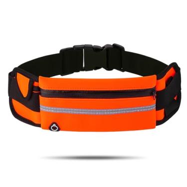 Imagem de isinwheel Pochete para homens e mulheres, cinto de corrida pequeno, suporte de telefone para corrida, bolsa dobrável para treino, cinto de dinheiro para homens e mulheres, Laranja, Esportes