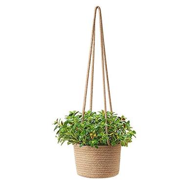 Imagem de Atyhao Cesta de Suspensão, Plantador de Corda de Cânhamo Tecido à Mão Cesta de Planta Interna para Decoração de Casa, Ideal para Plantas e Objetos Pequenos (01)