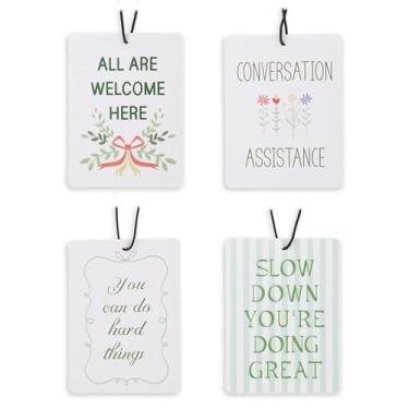 Imagem de 4 Aromatizadores de Carro Cristãos, Decoração Religiosa Portátil com Versículos Bíblicos Florais para Pendurar em Carros Armários e Gavetas (4 Estilos)