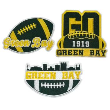 Imagem de 3 peças de artesanato de arte para fãs de futebol DIY acessórios de vestuário, estilos esportivos bordados, acabamento de aplique de costura DIY e enfeites de ferro em adesivos para Green Bay
