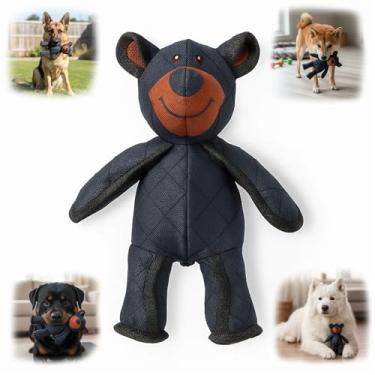 Imagem de ZHLKHIOP Brinquedo de urso inquebrável para cães mastigadores agressivos, cães de companhia, brinquedos de pelúcia para cães mastigadores pesados (azul escuro)