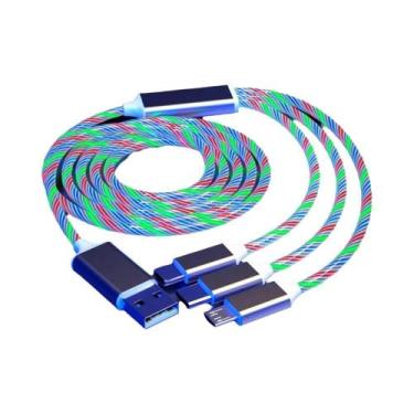 Imagem de Cabo Micro USB Tipo C 3 Em 1 Com LED Brilhante E Carregamento Rápido 3