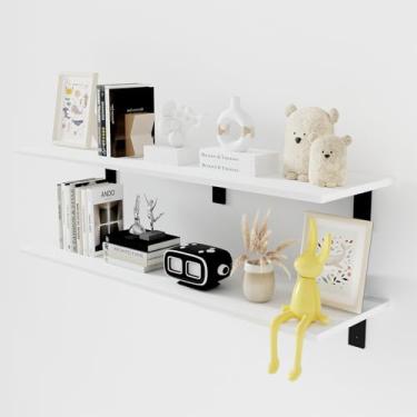 Imagem de Elehome Tábua de prateleira flutuante para parede de 1,5 cm – sem suportes – 91,4 cm C x 25,4 cm L x 1,5 cm T prateleiras flutuantes de madeira melamina branca para banheiro, cozinha, quarto e sala de