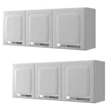 Imagem de Conjunto de armários de parede em aço com 105 cm, 2 peças — para cozinhas ou lavandarias modernas (PORTAS BRANCA)