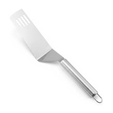 Imagem de Espátula de Aço Inoxidável com Cabo Metálico, Base Serrilhada, Utensílio para Confeitaria e Cozinha