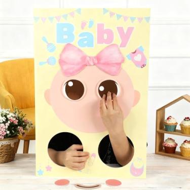 Imagem de Jogo de chá de bebê Pin the Senses on Face Jogo rosa e azul Artigos de festa chá de bebê engraçado revelar jogos de noiva Atividades engraçadas para meninos ou meninas Gênero Revelar lembrancinhas de