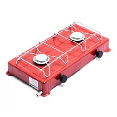 Imagem de Mini Fogão Portátil Baixa Pressão a GAS Duas Bocas Fogo Forte Gaz Camping (VERMELHA)