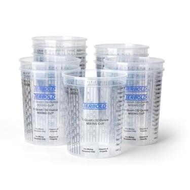 Imagem de Copos de mistura de tinta, copos medidores de plástico descartáveis de 947 ml para pintura automotiva, epóxi, resina, arte (pacote com 12)