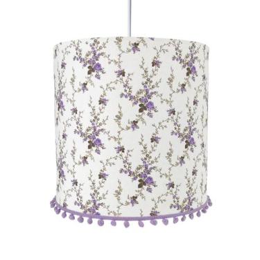 Imagem de Lustre Tubular Pompom Lilás Provençal Quarto Bebê Infantil - Potinho d