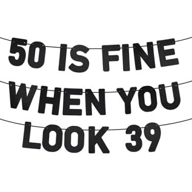 Imagem de Presente de faixa de aniversário de 50 anos com mensagem "50 Is Fine When You Look 99.1 cm, presente comemorativo de aniversário ideal para mulheres, meninas, mãe, pai, irmão, vizinhos, avós, colegas