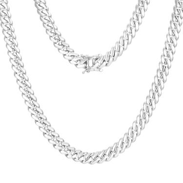 Imagem de Ucciyo Corrente de elos cubanos para homens, banhado a ouro 18 quilates, corrente de prata maciça/ouro, colar masculino 10 mm/12 mm/14 mm/16 mm de espessura, colar de corrente cubana Miami sem manchas