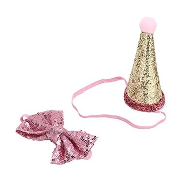 Imagem de VBESTLIFE Chapéus e Arcos de Aniversário, Suprimentos Fofos e Ajustáveis ​​para Festas de Animais de Estimação para Cães e Gatos, Material de Feltro + Pompom (Rosa)