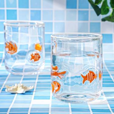 Imagem de JarThenaAMCS 2 peças de copos de suco com ícones de peixe dourado de 400 ml, copo de vinho, sem haste, para lembrancinhas de festa em casa