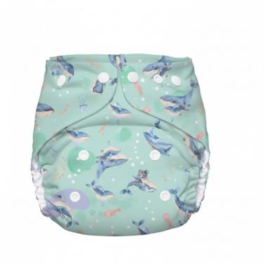 Imagem de LêLi ecofraldas Fralda Reutilizável para Praia e Piscina, Tamanho Único 5-18kg, Lavável, Unissex (Baleias Azul Claro)