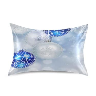 Imagem de SEHANY Capas de almofada de seda de bola de Natal para cabelo e pele, capas de almofada de cetim respiráveis macias e refrescantes com fecho de envelope, tamanho Queen (50,8 x 76,2 cm)