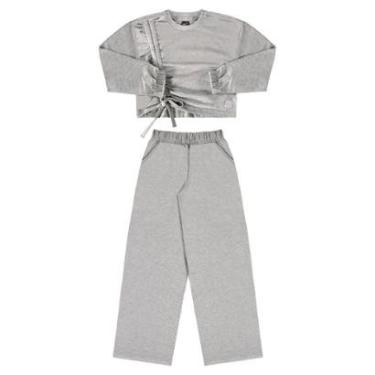 Imagem de Conjunto Blusão e Calça Wide Leg em Moletom Juvenil Gloss-Feminino