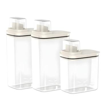 Imagem de Kit 3 Potes Dispenser Hermético Organizador Porta Sabão Amaciante 2,3l E 1,5l