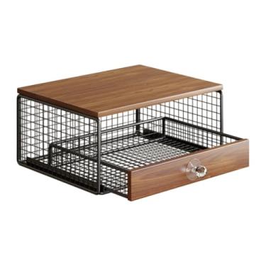 Imagem de SiaBiced Organizador de Gaveta para Armazenamento de Cápsulas de Café para Suporte de Máquina de Xícaras Material de Madeira E Ferro Adequado para Escritórios, preto