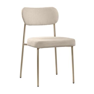 Imagem de Cadeira Lavínia Bouclê Bege/aço Champanhe - Salaone Bouclê Bege/aço Champanhe