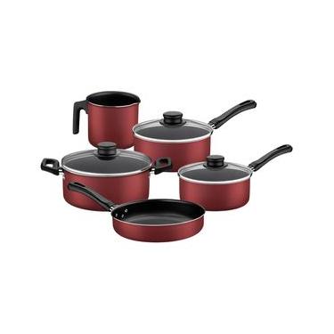 Imagem de Jogo de Panelas Tramontina Caribe 5 Peças Vermelho Antiaderente Starflon Max