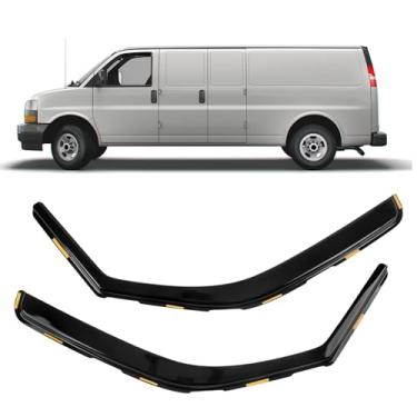 Imagem de Federedevo Compatível com Chevrolet Express GMC Savana Van 1996-2025 Protetor de defletor de vento de janela lateral - janelas frontais, instalação sem ferramentas - 2 peças. - Fumê