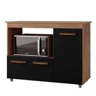 Imagem de Balcão Multiuso 3 Portas 114cm 9480 Savana Preto Mobbs Savana