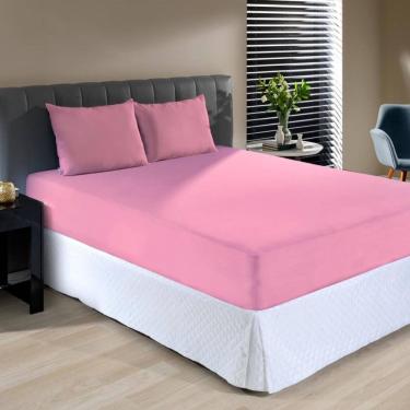 Imagem de Lençol De Elástico Malha King Liso Slim 100% Algodão Rosê