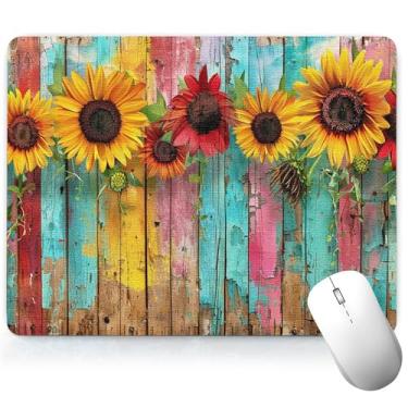 Imagem de Tapete de mesa de couro com girassol, mouse pad de arte colorida, teclado de computador, mouse pad para jogos, protetor e capa à prova d'água, couro sintético decorativo para laptop, decoração de
