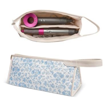 Imagem de idoltimes Bolsa de viagem acolchoada para ferramentas de cabelo, compatível com Dyson Airwrap Styler, estojo organizador floral de algodão portátil para armazenamento de acessórios Shark FlexStyle