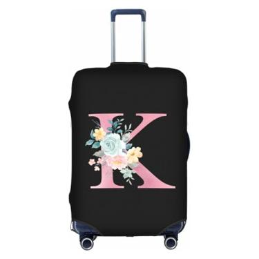 Imagem de Zoeucpoo Vridoyt Conjunto de etiquetas de capa de bagagem de viagem personalizada com design de alfabeto e letras vintage aprovado pela TSA, Preto, Medium, K