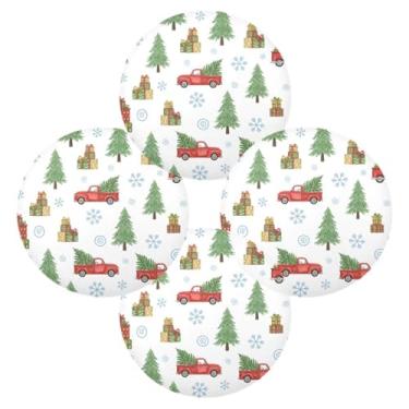 Imagem de Wassud Jogo americano conjunto de 4 caminhonetes de Natal para cozinha e jantar tapetes laváveis resistentes ao calor para decoração de mesa 39 cm