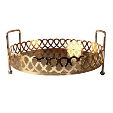 Imagem de Prato de frutas estilo europeu, luz, luxo, estilo retrô, elegante, decorativo, metal dourado, bandeja de servir para sobremesa, bolo de frutas, chá