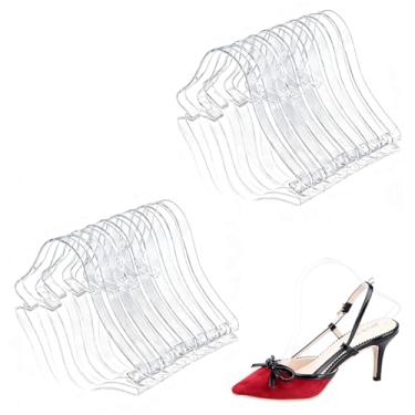 Imagem de LOLYSIC 50 peças de sandália acrílica para exibição de sapatos, suporte transparente em forma de sapato, árvore de sapato de acrílico para sandálias, saltos e sapatilhas, suporte de sapato perfeito