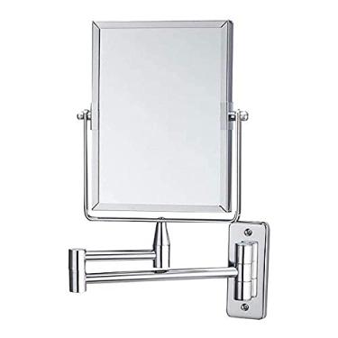 Imagem de LMJYU Espelho de maquilhagem, espelho de maquilhagem, casa de banho, espelho de montagem na parede, espelho retangular dobrável, espelho de maquilhagem HD de dupla face para casa de banho, hotéis