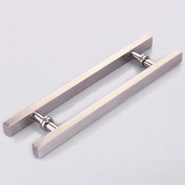 Imagem de FAFACAI Conjunto de ferragens em forma de H Puxador de aço inoxidável resistente para banheiro Chuveiro Puxador de porta Puxador de porta de vidro de dois lados (100 * 70 cm) (50 * 30 cm)