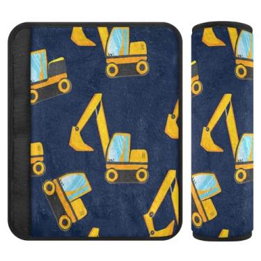 Imagem de Burbuja Capa de cinto de segurança de carro para escavadeiras de desenho animado macio confortável protetor de cinto de segurança de carro para alça de ombro de assento, 1 par médio