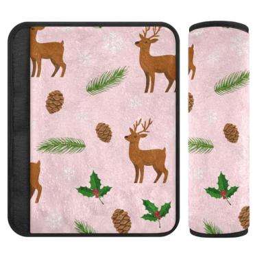 Imagem de Burbuja Reindeers Snowflakes Capa de cinto de segurança de carro macio confortável protetor de cinto de segurança de carro para alça de ombro de assento, 1 par pequeno