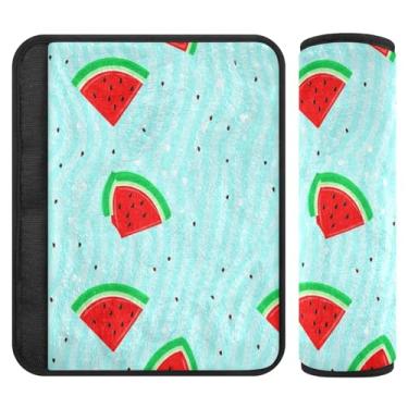 Imagem de Burbuja Capa para cinto de segurança de carro Watermelon Slices Protetor de cinto de segurança de carro macio confortável para alça de ombro de assento, 1 par pequeno