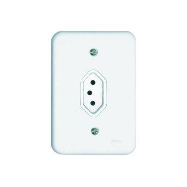 Imagem de Tomada embutir simples 20a com placa pollar branca - Radial