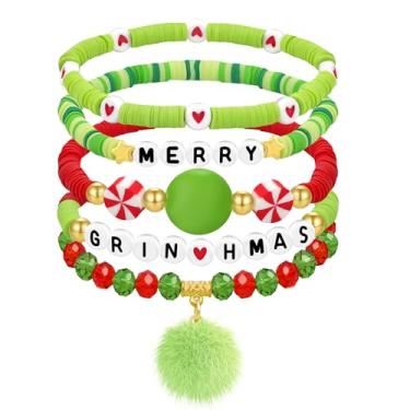 Imagem de DAYANEY 5 pulseiras de Natal para mulheres, acessórios de joias de Natal combinando suéter, pulseiras de Natal como lembrancinhas de festa, presentes de Natal para meninas